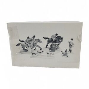 Dept 56 Heritage Village Tallyho Fox Hunt Set Porcelain 1998 READ Missing Fox